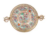A French Gilt Bronze-Mounted Famille Rose Porcelain Centerpiece Bowl