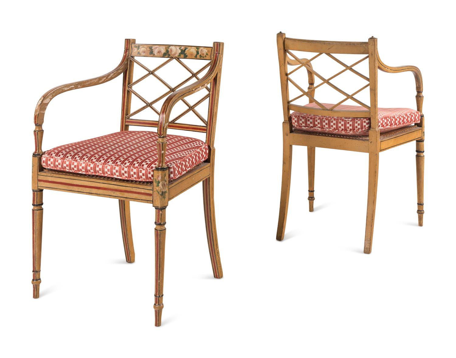 A Set of Six George III Painted Armchairs