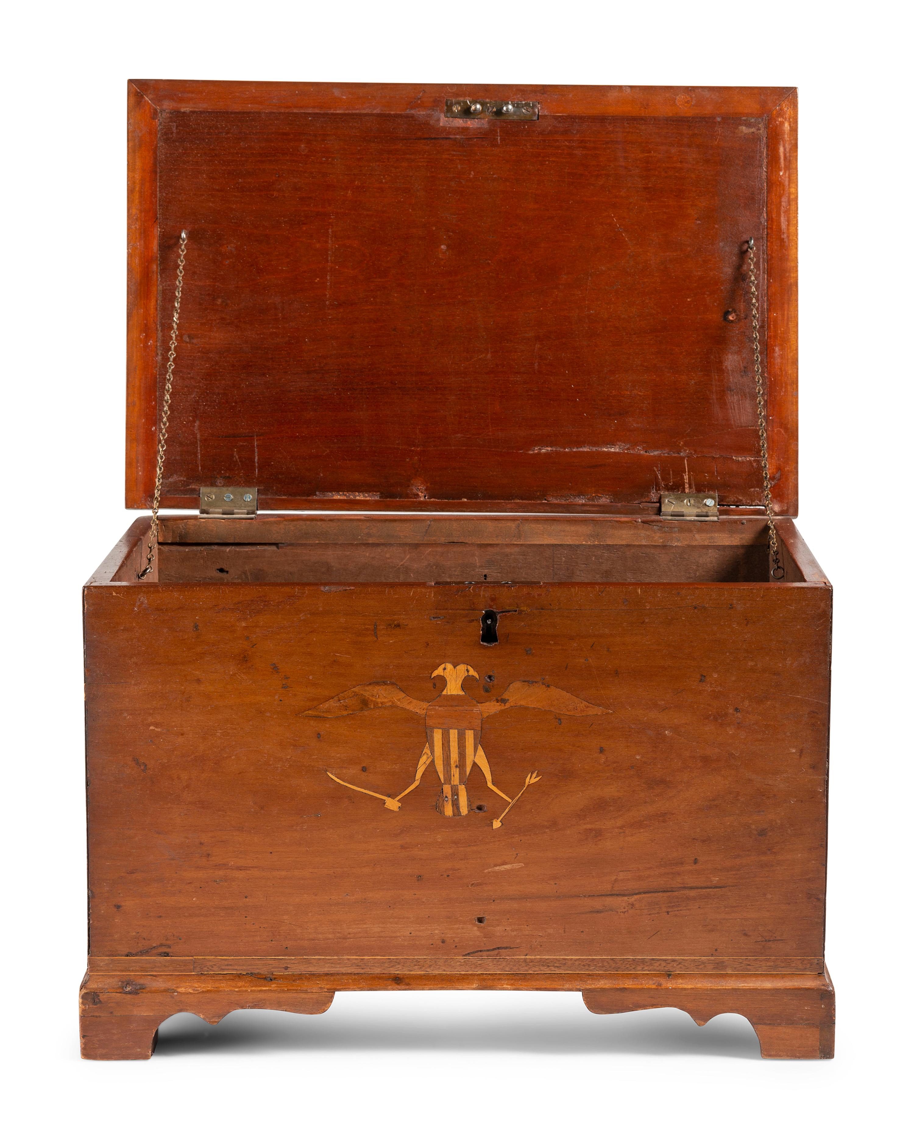 A Federal Eagle Inlaid Cherrywood Diminutive Blanket Chest