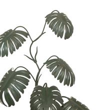 A Green-Painted Metal Lamp Modeled as a Tropical Plant
