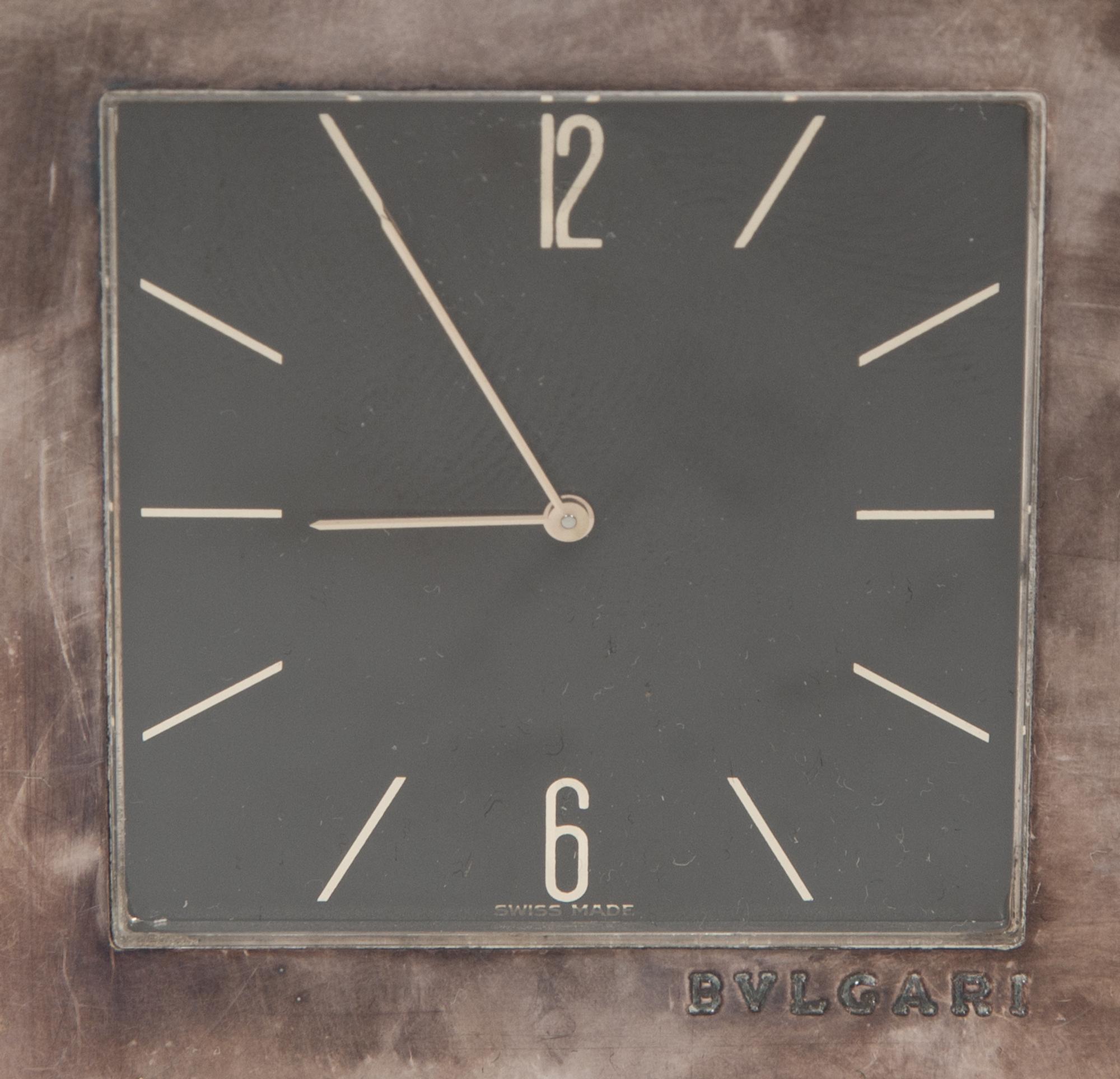 A Bulgari Silver Desk Clock
