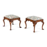A Pair of English Walnut Stools