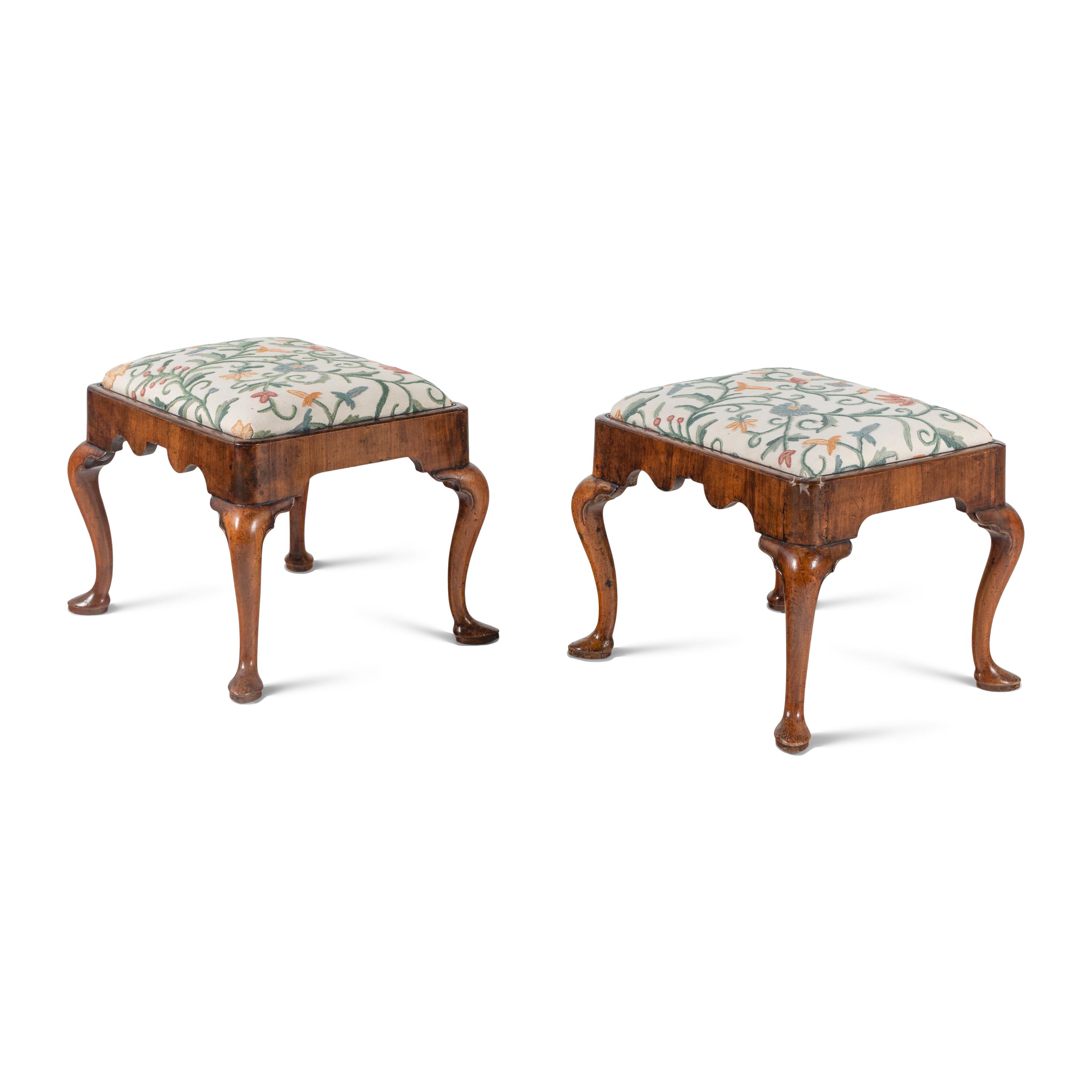 A Pair of English Walnut Stools