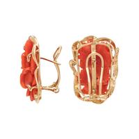 CARVED CORAL EARCLIPS