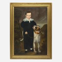 American School 19th century Portrait of John James Perry and His Dog