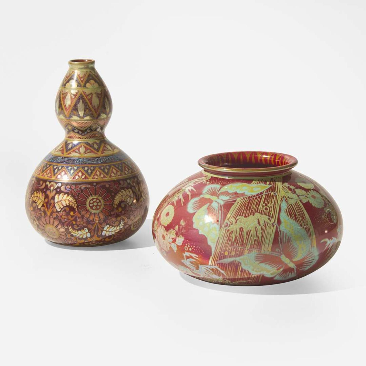 Two Zsolnay lustreware vases Pecs, Hungary, circa 1890s
