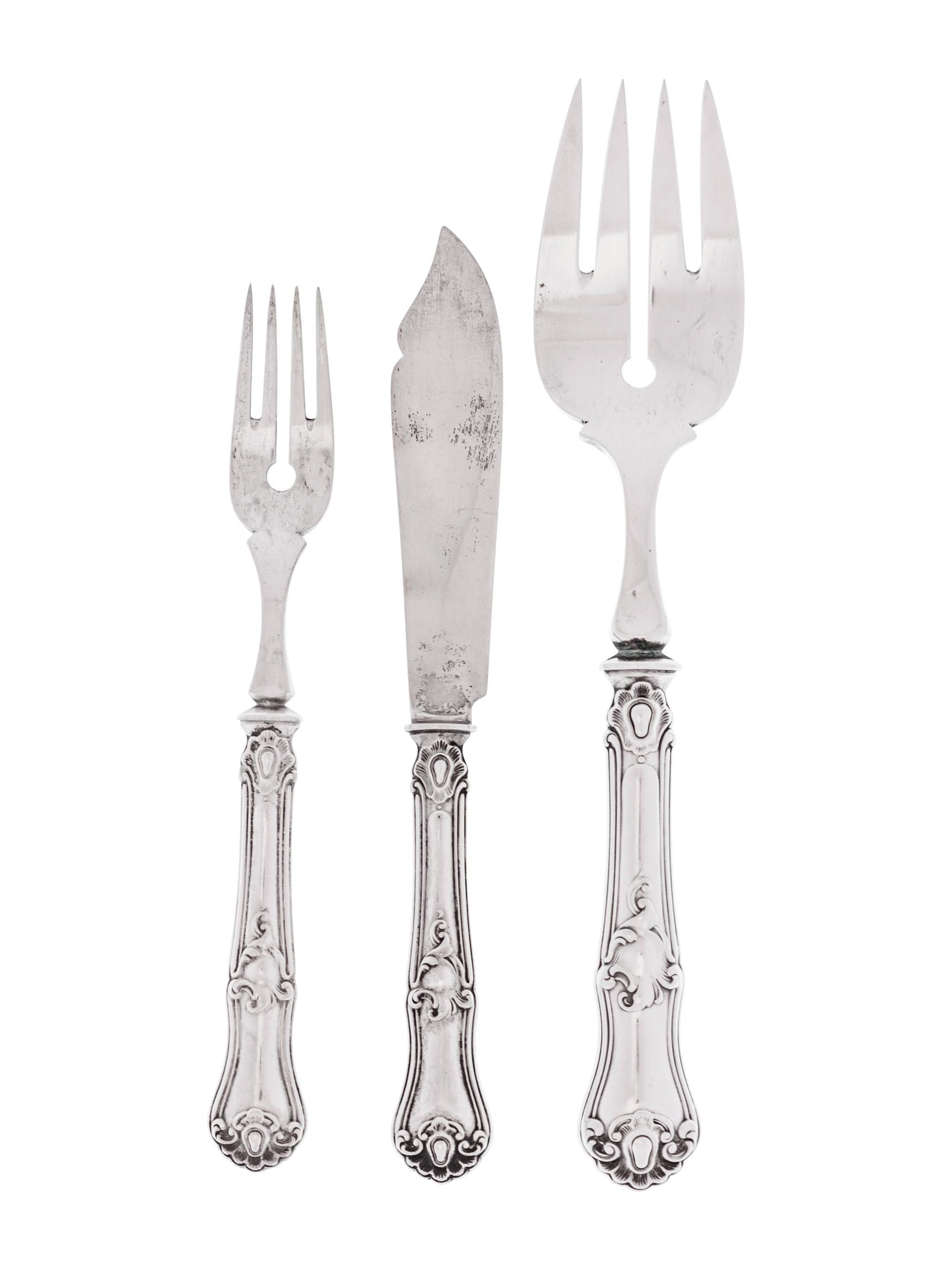An Austrian Silver Fish Service