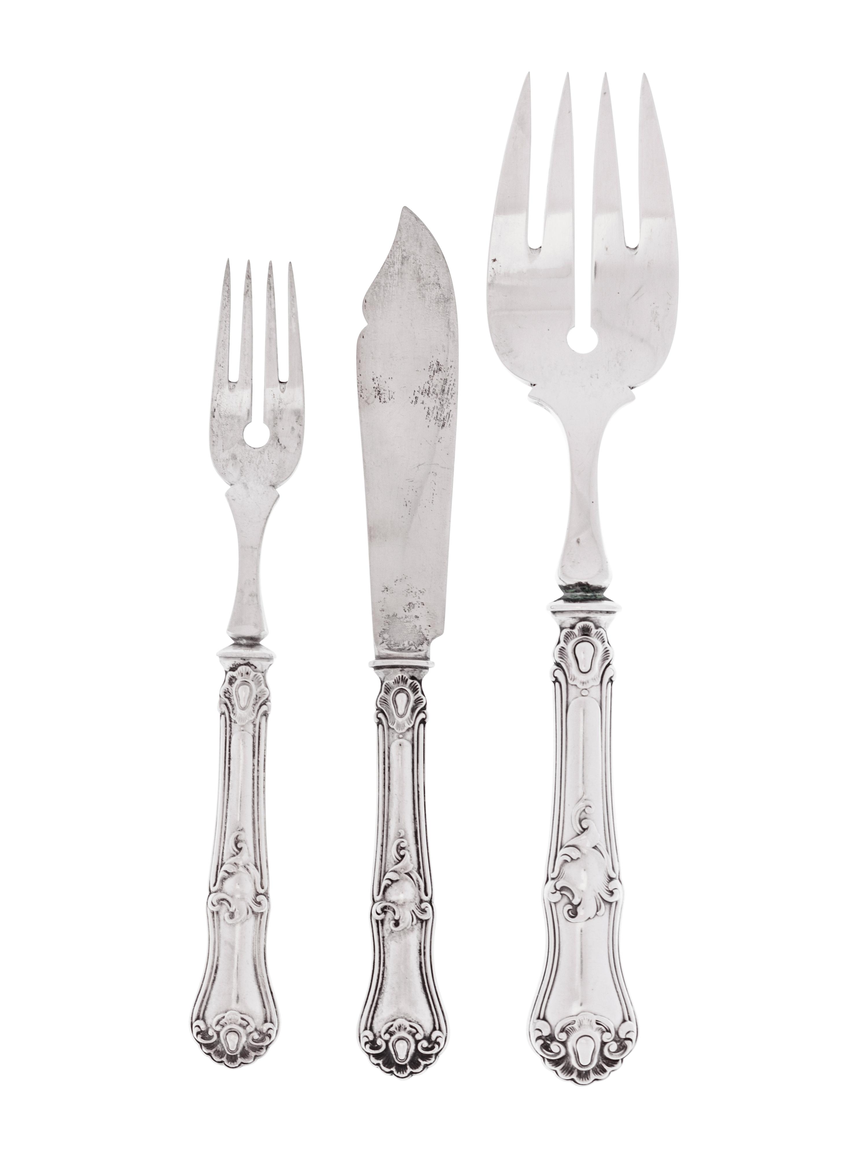 An Austrian Silver Fish Service