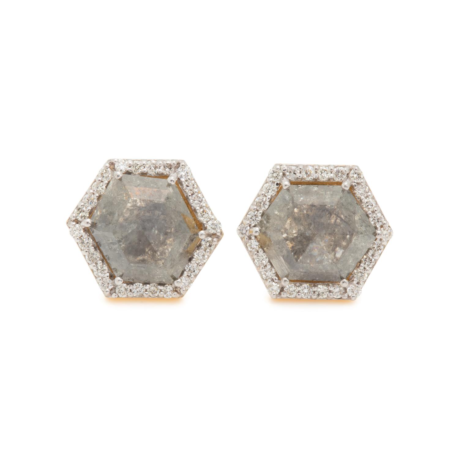 COLORED DIAMOND AND DIAMOND EARRINGS