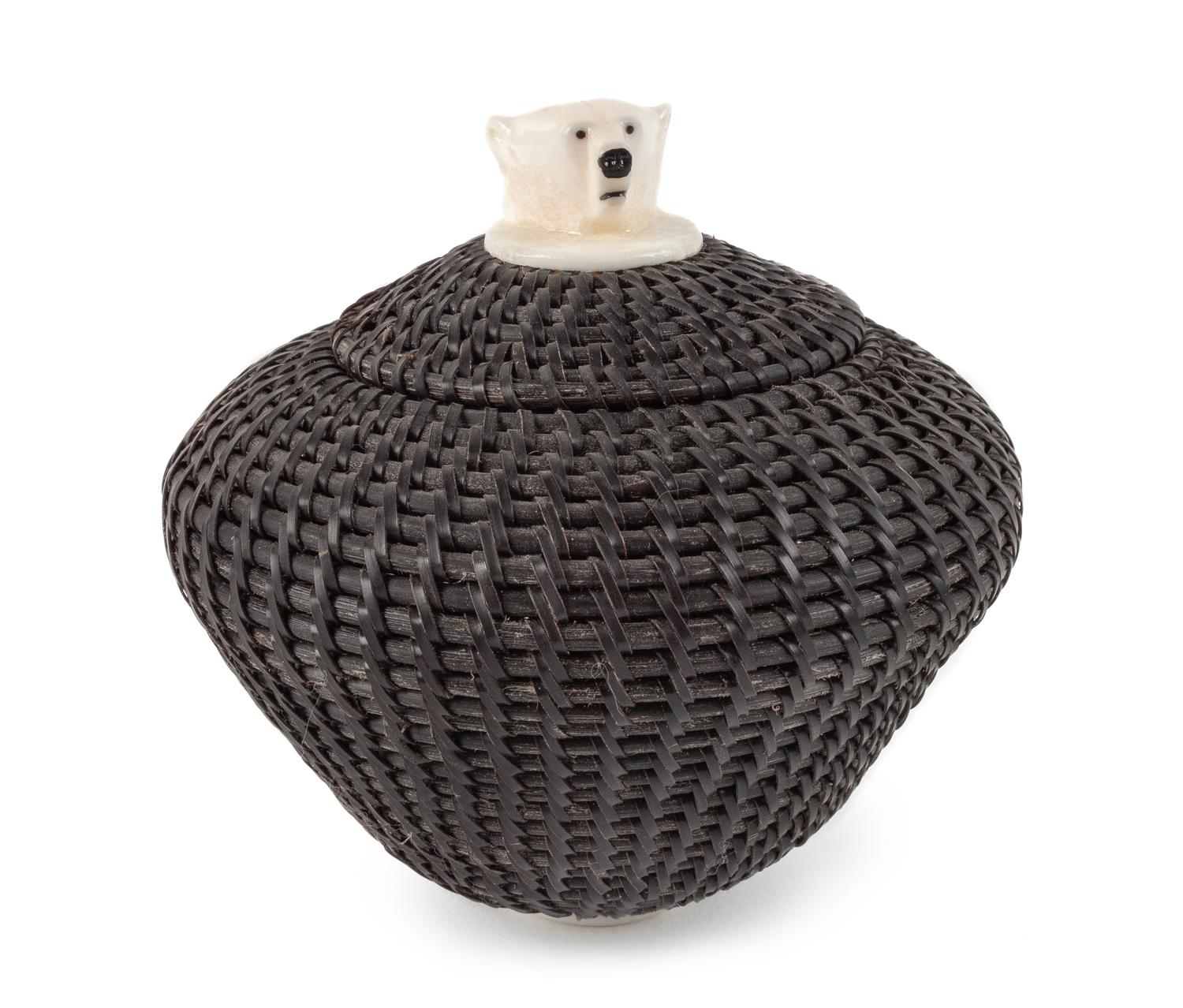Eskimo Lidded Basket Height 3 1/2 inches