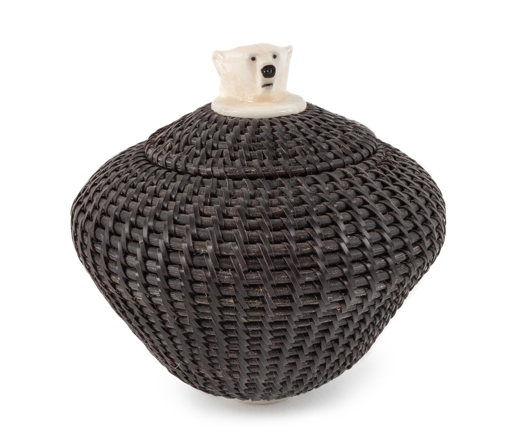 Eskimo Lidded Basket Height 3 1/2 inches