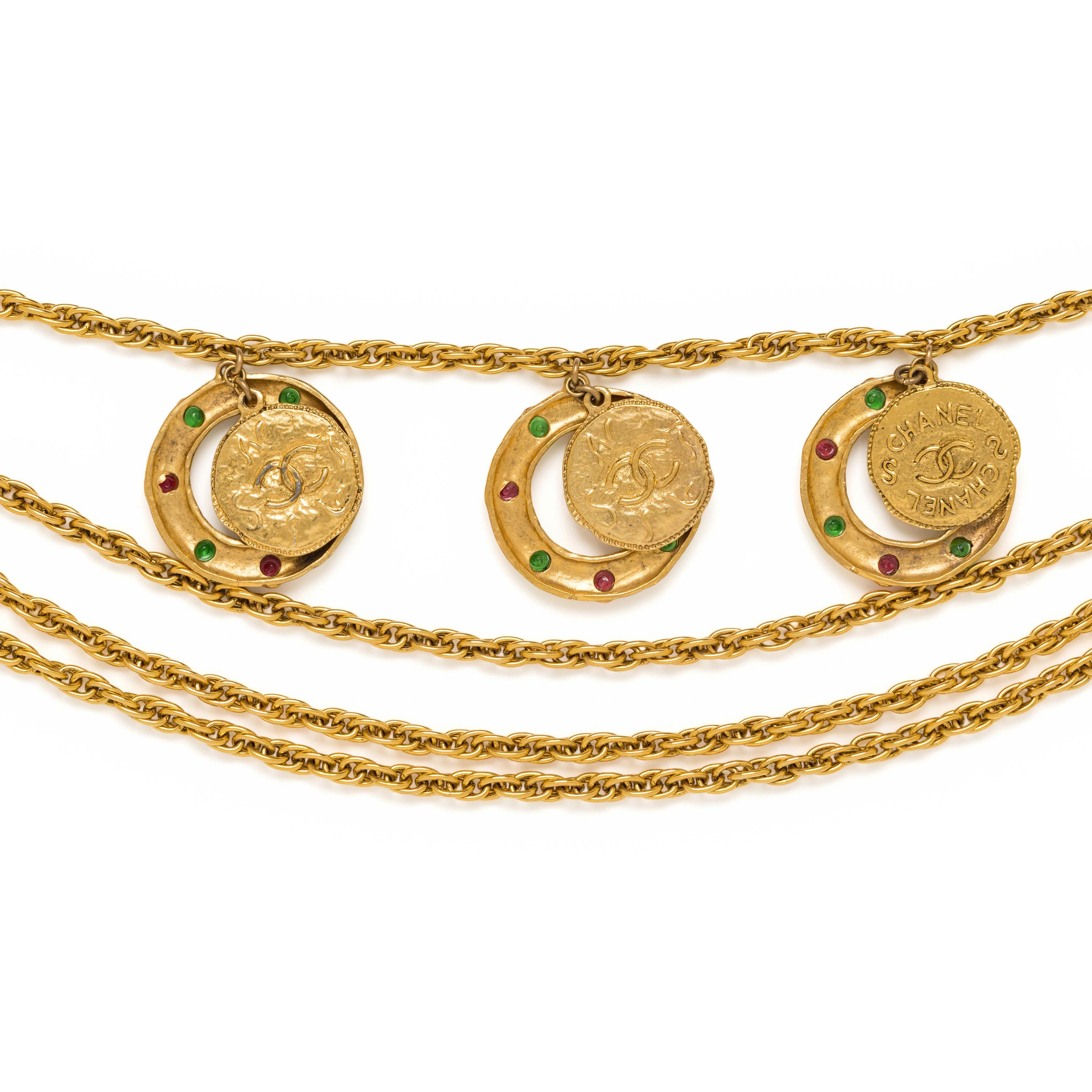 Chanel, Chain & Triple Pendant Necklace