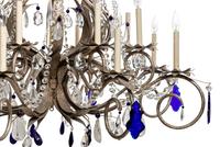 A Set of Three Large Metal and Glass Sixteen-Light Chandeliers