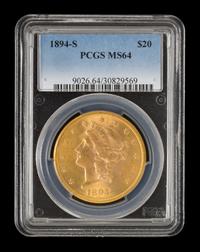A United States 1894-S Liberty Head $20 Gold Coin
