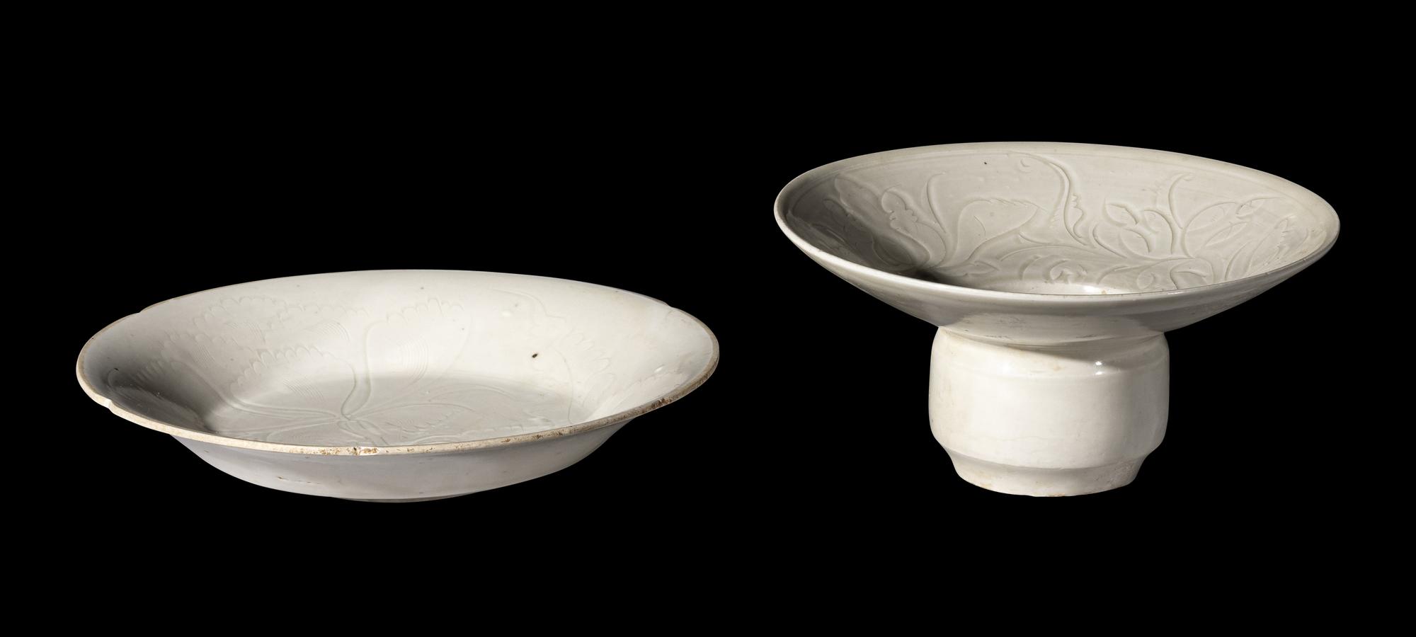 Two Chinese White Glazed Ding Porcelain Wares
