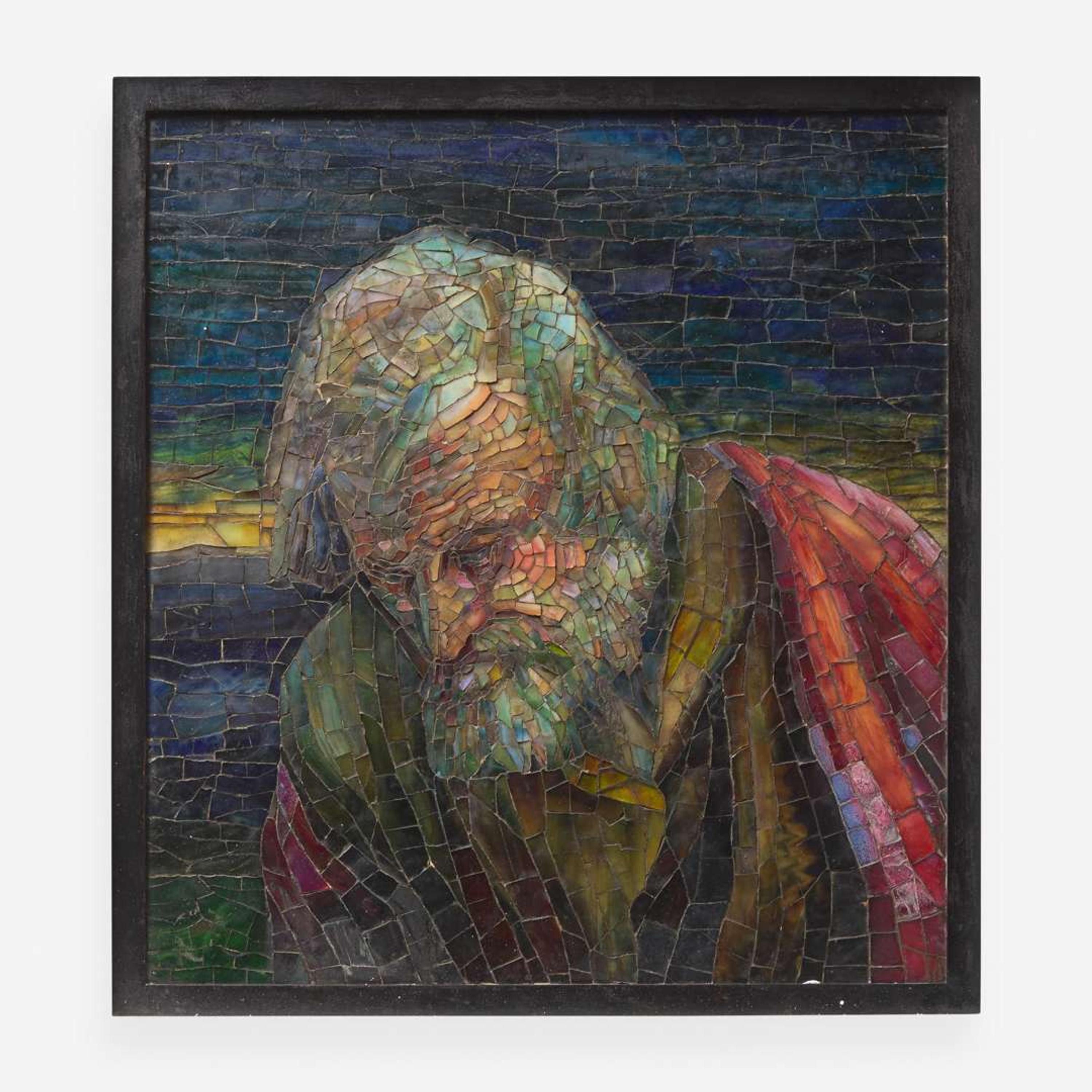 Tiffany Glass and Decorating Company "Head of Joseph of Arimathea", An Important Mosaic Panel Related to "The Entombment" Window, New York, 1892