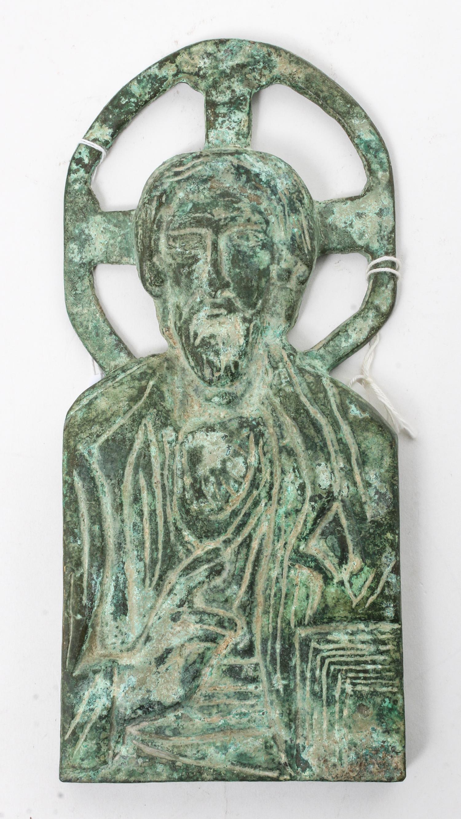 An Eastern European Patinated Metal Icon Height 10 inches — 20TH CENTURY