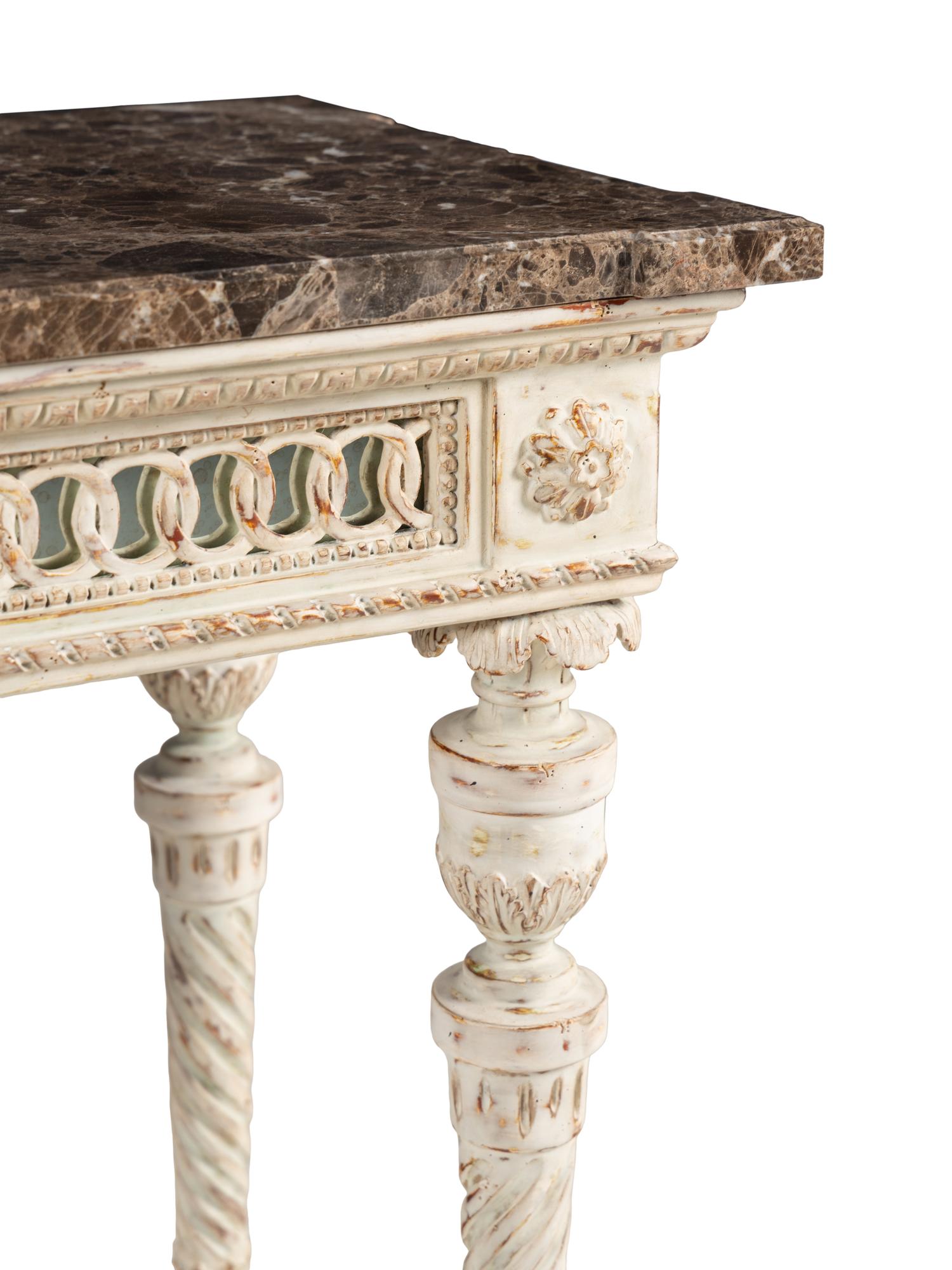 A Louis XVI Style Painted Marble-Top Table