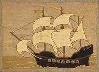 A Grenfell Rug Depicting the Ship Santa Maria
