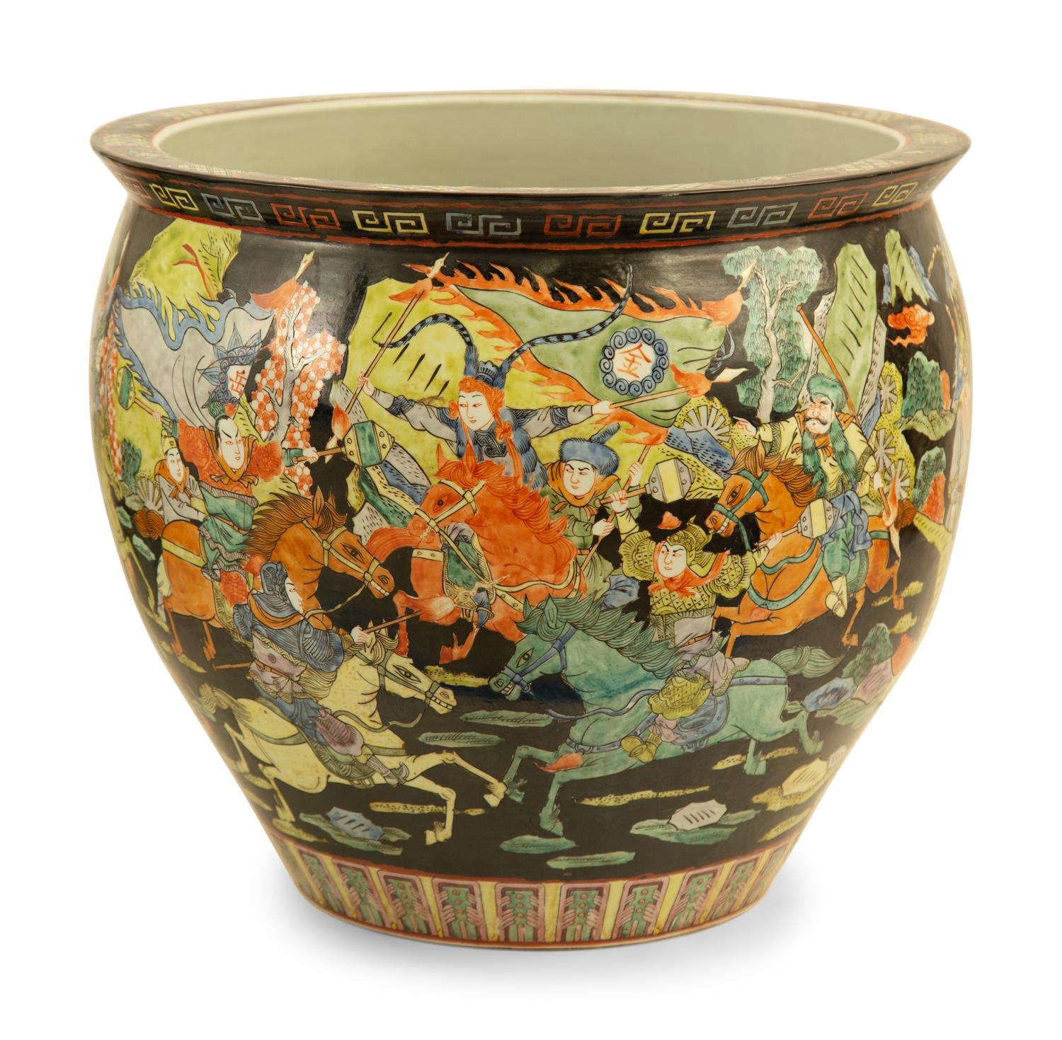 A Chinese Famille Noir Porcelain Jardinière