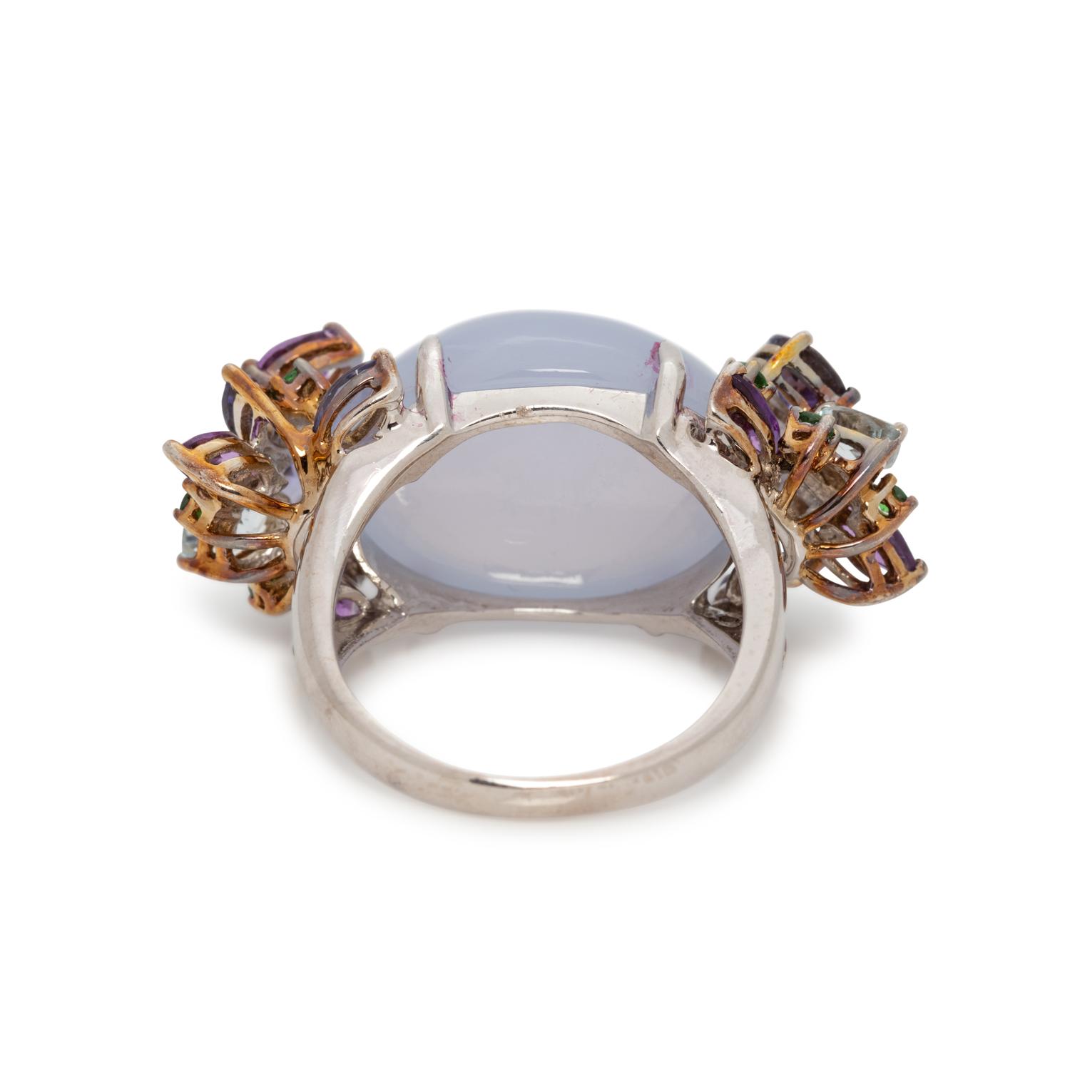 LAVENDER JADE AND MULTIGEM RING