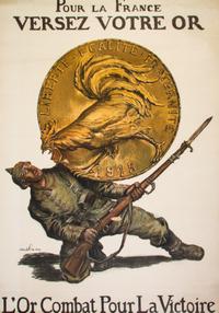 (WWI POSTERS) FAIVRE, ABEL. A group of five WWI propaganda posters. Size of largest 47 x 31 inches.