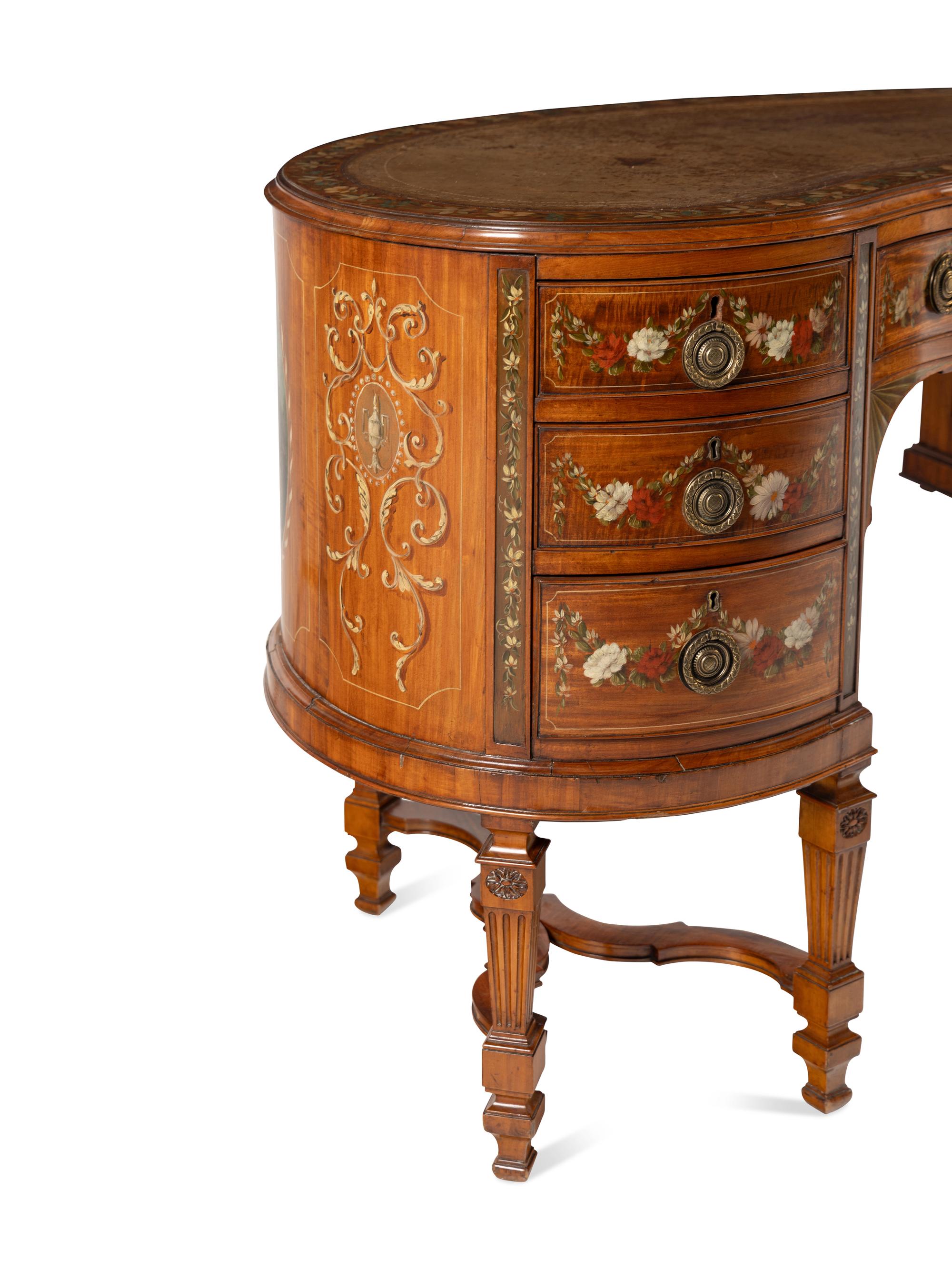 An Edwardian Painted Satinwood Desk