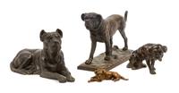 A Group of Four Bronze Mastiffs Width of widest 9 1/2 inches.