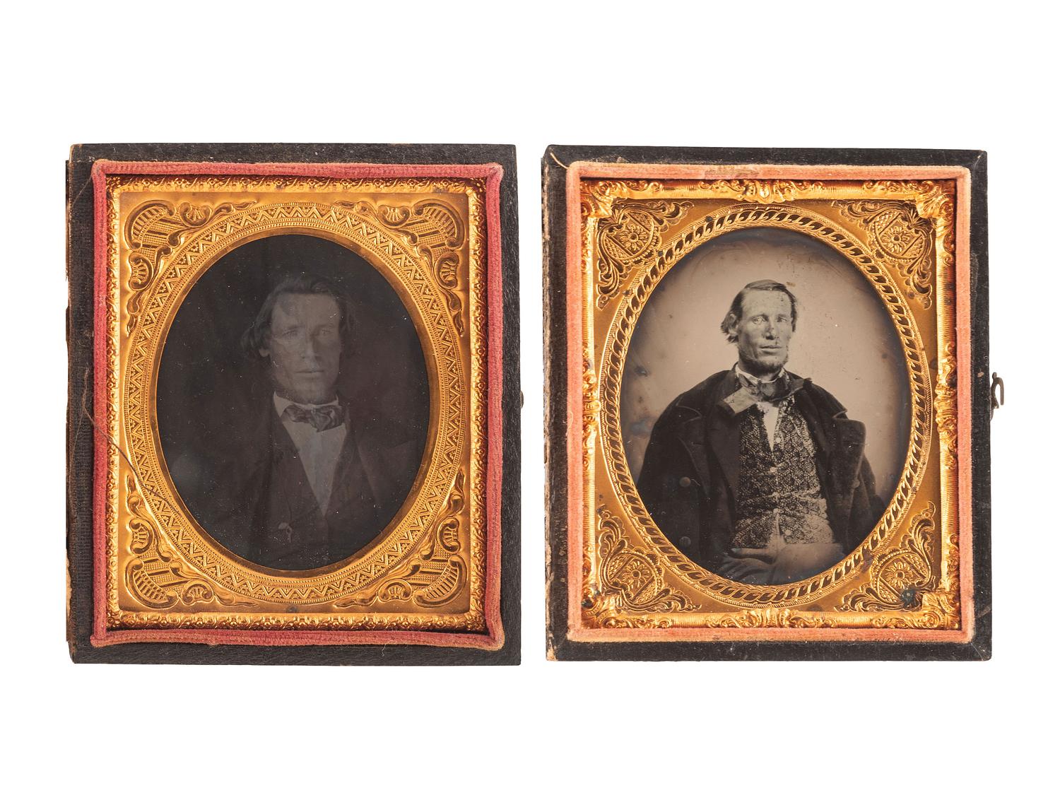 [EARLY PHOTOGRAPHY]. A collection of pairs cased images featuring the same male subjects highlighted by a stereodaguerreotype, including: