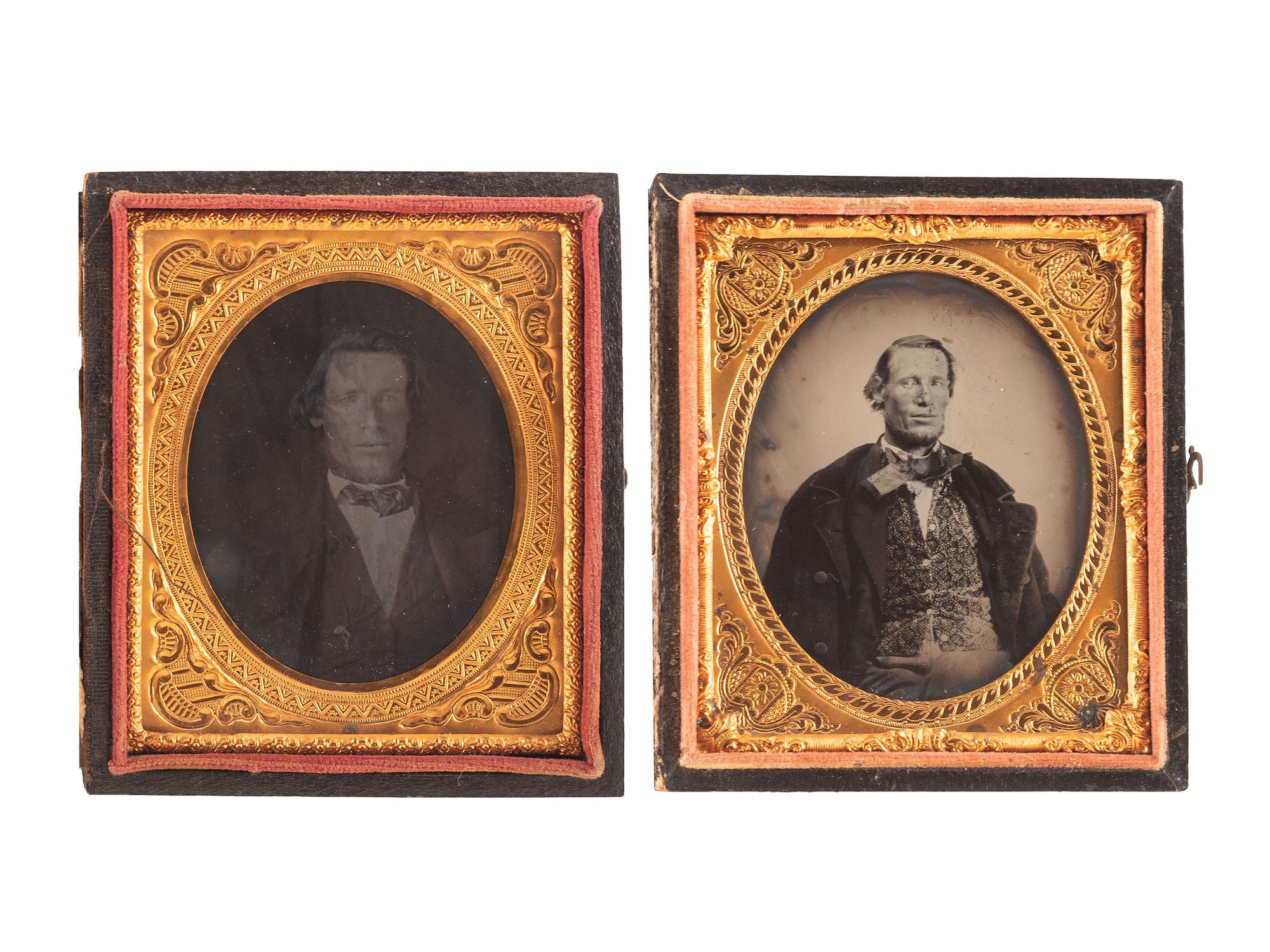[EARLY PHOTOGRAPHY]. A collection of pairs cased images featuring the same male subjects highlighted by a stereodaguerreotype, including: