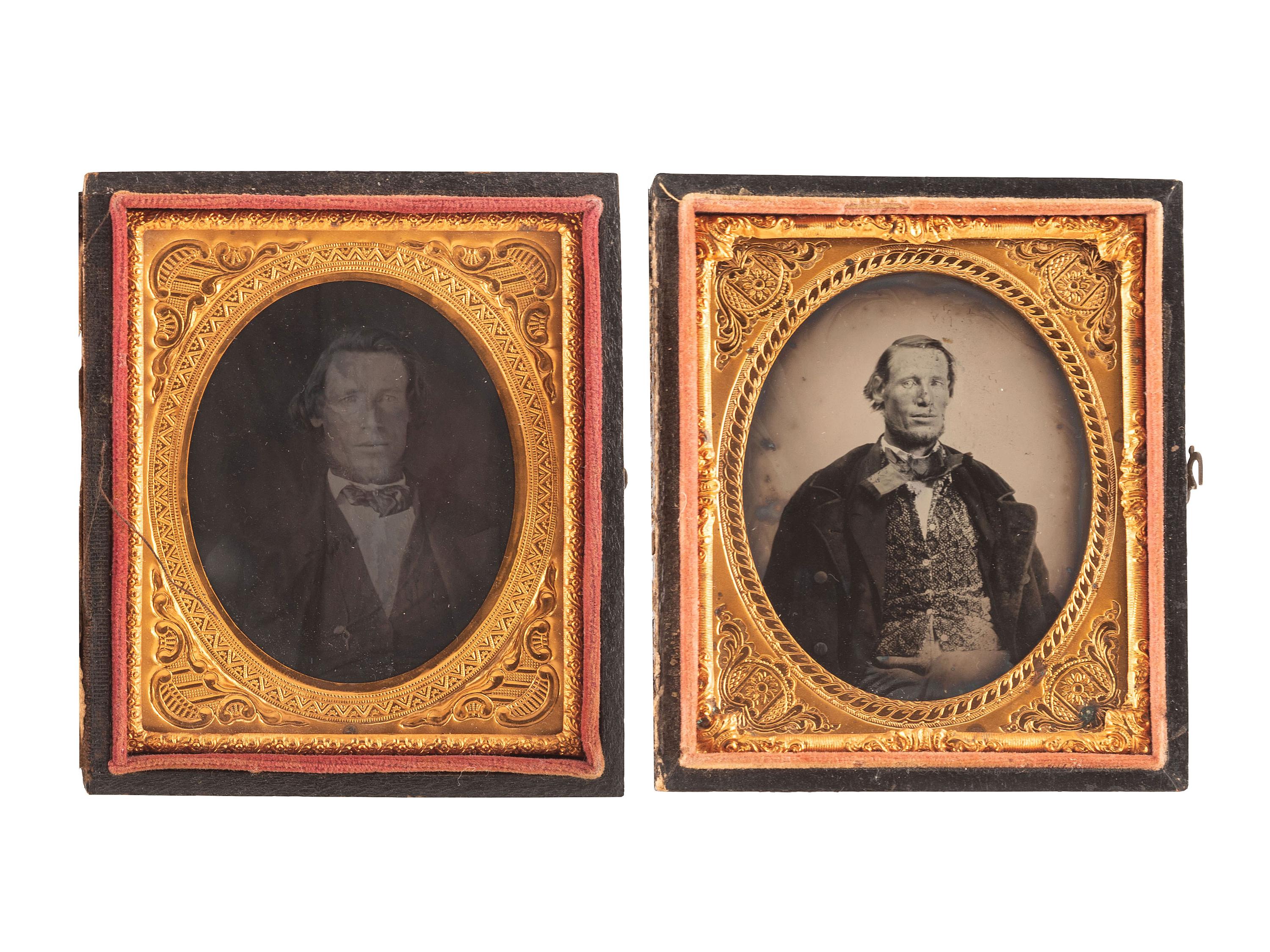 [EARLY PHOTOGRAPHY]. A collection of pairs cased images featuring the same male subjects highlighted by a stereodaguerreotype, including: