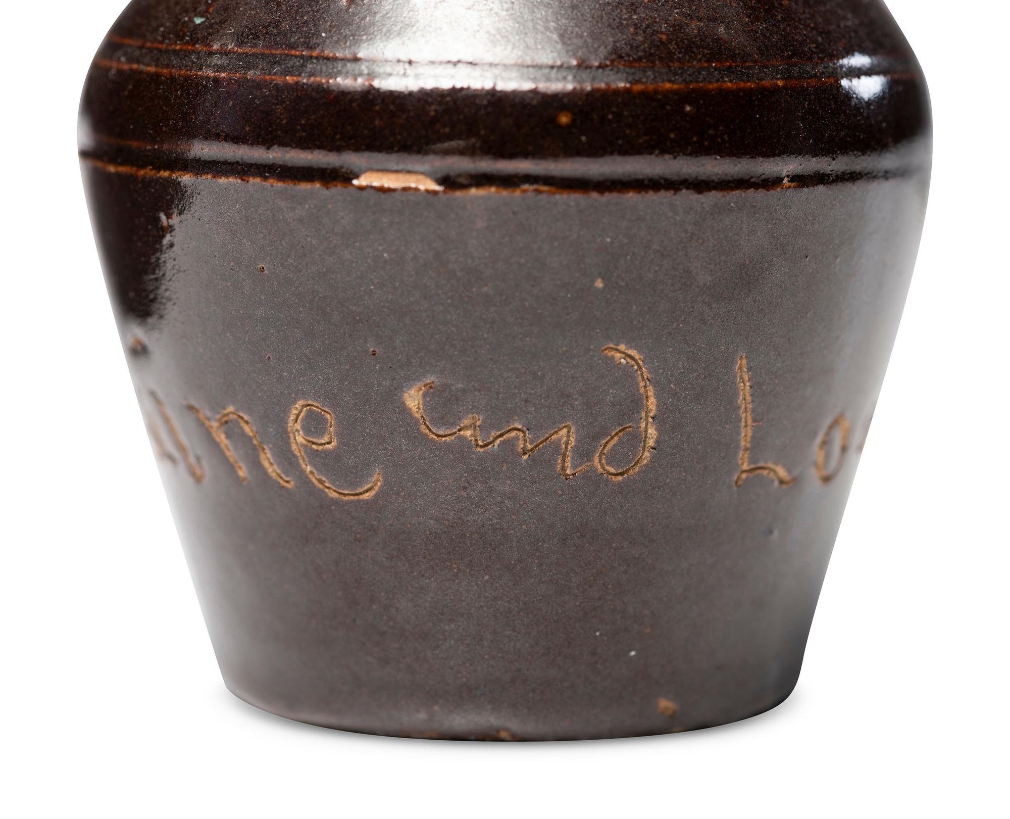 A Miniature Albany Slip-Glazed Political Campaign Favor Pitcher