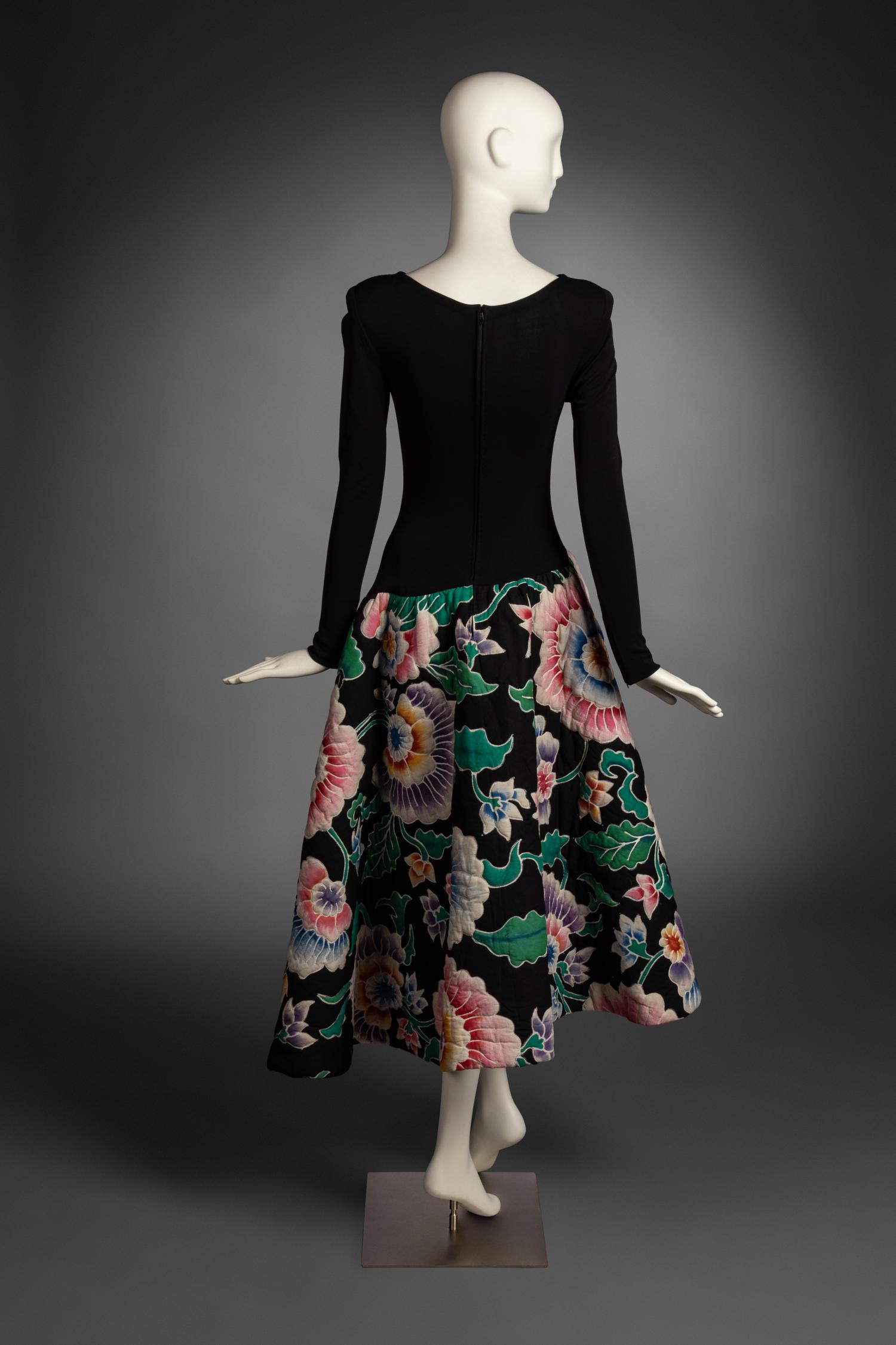 Bob Mackie Dress with Quilted Floral Skirt, 1980s