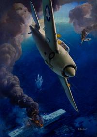 LEYDENFROST, Alexander (1888-1961). Grumman F4F-3 Hits the Japs Eye. c. 1942.
