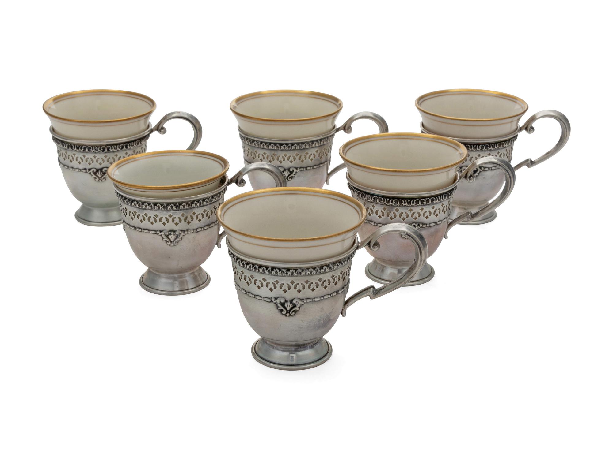 A Set of Six American Silver Demitasse Cups