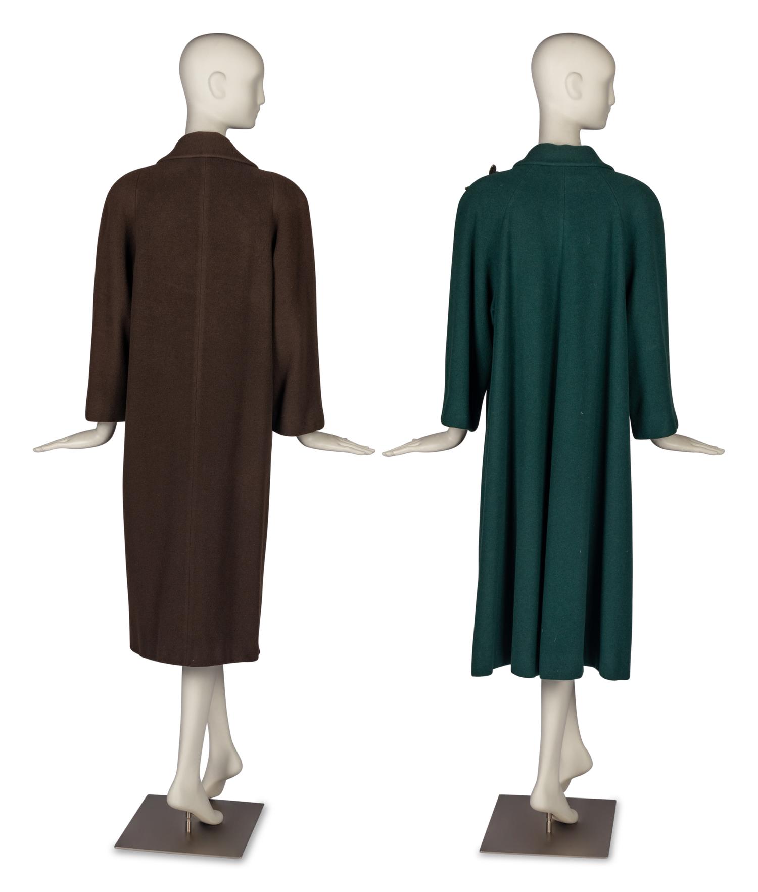Two Rizik Brothers Winter Coats with a Collection of Brooches