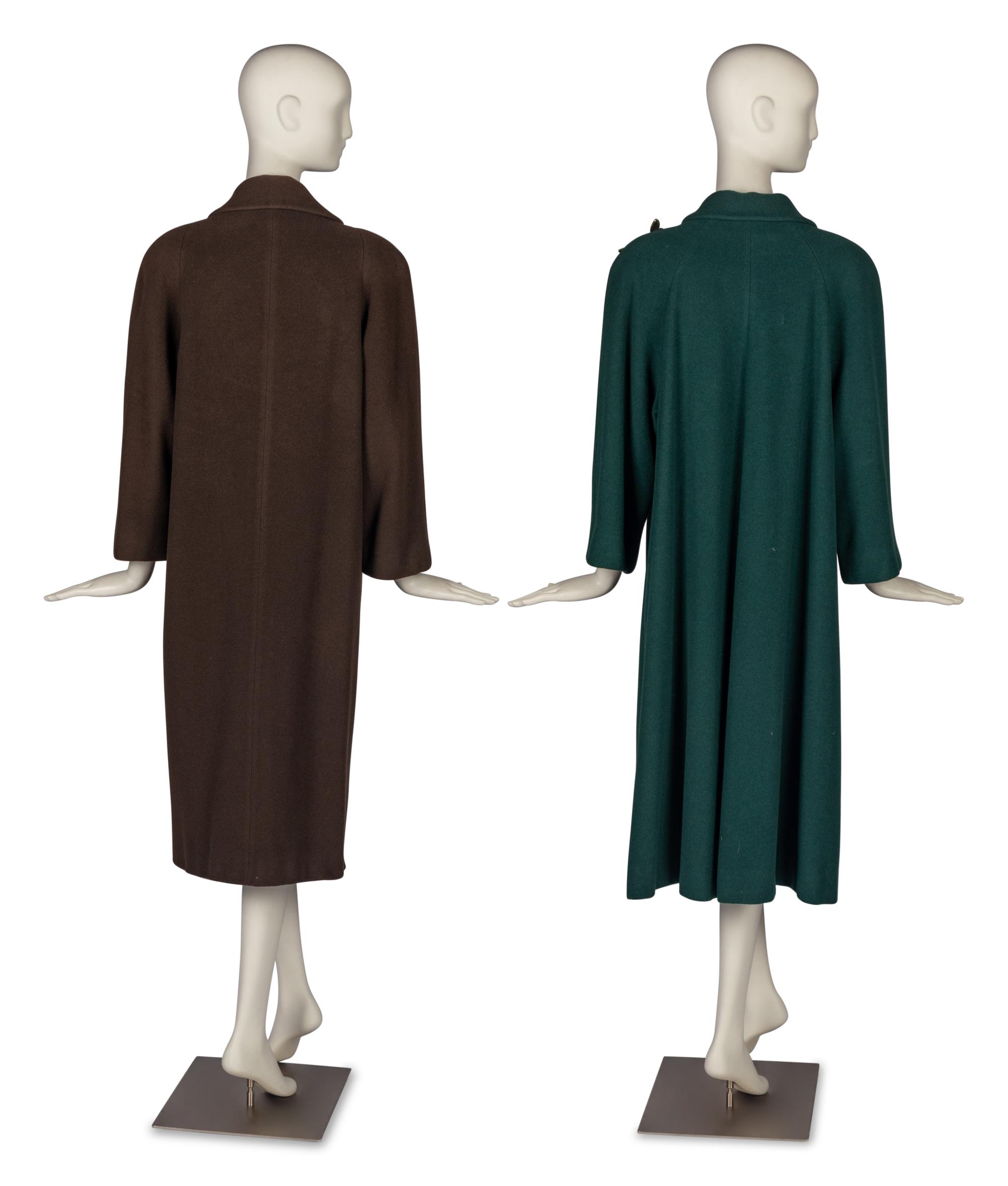 Two Rizik Brothers Winter Coats with a Collection of Brooches
