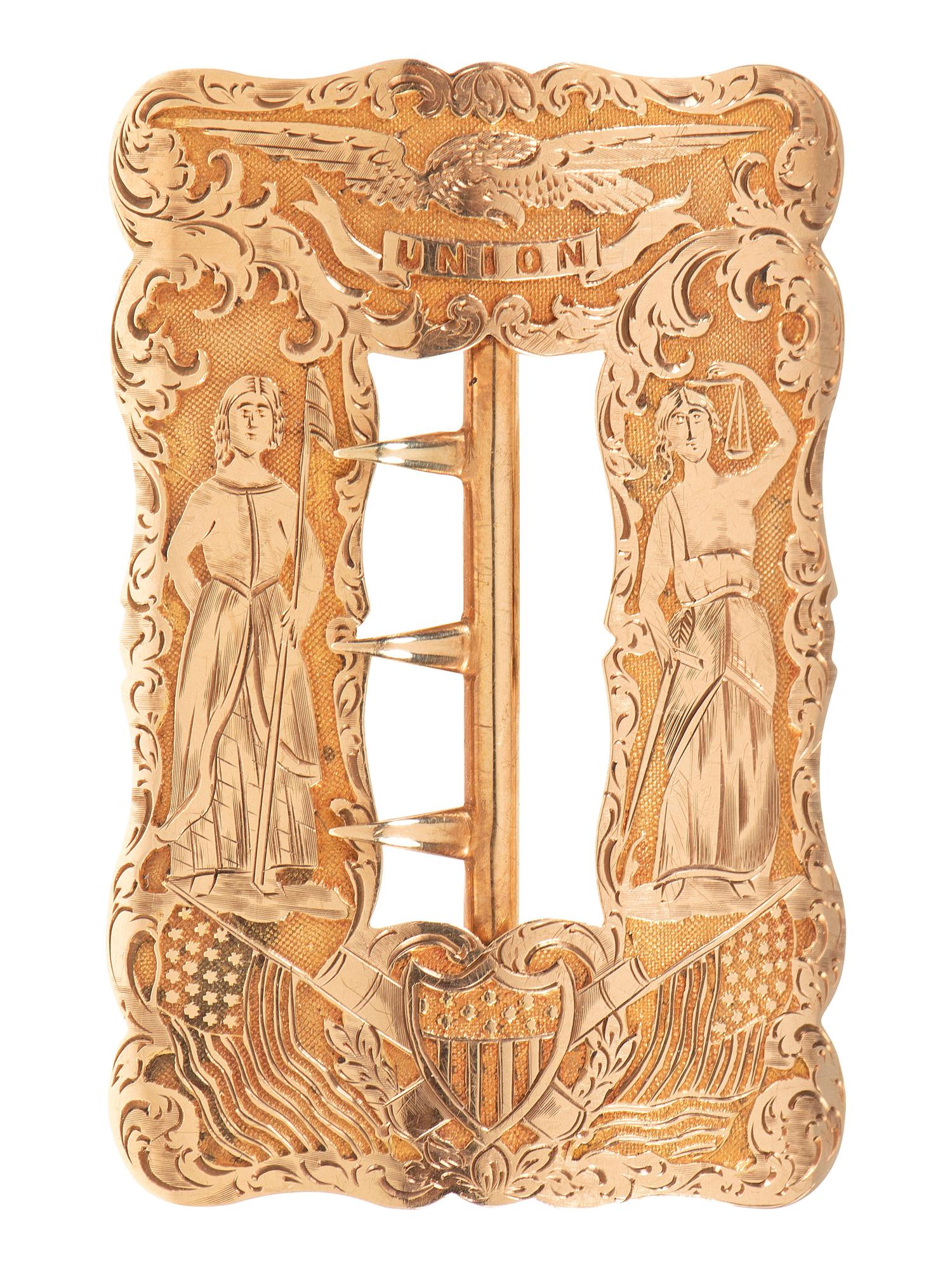 [MILITARIA]. Civil War-era gold sash buckle.