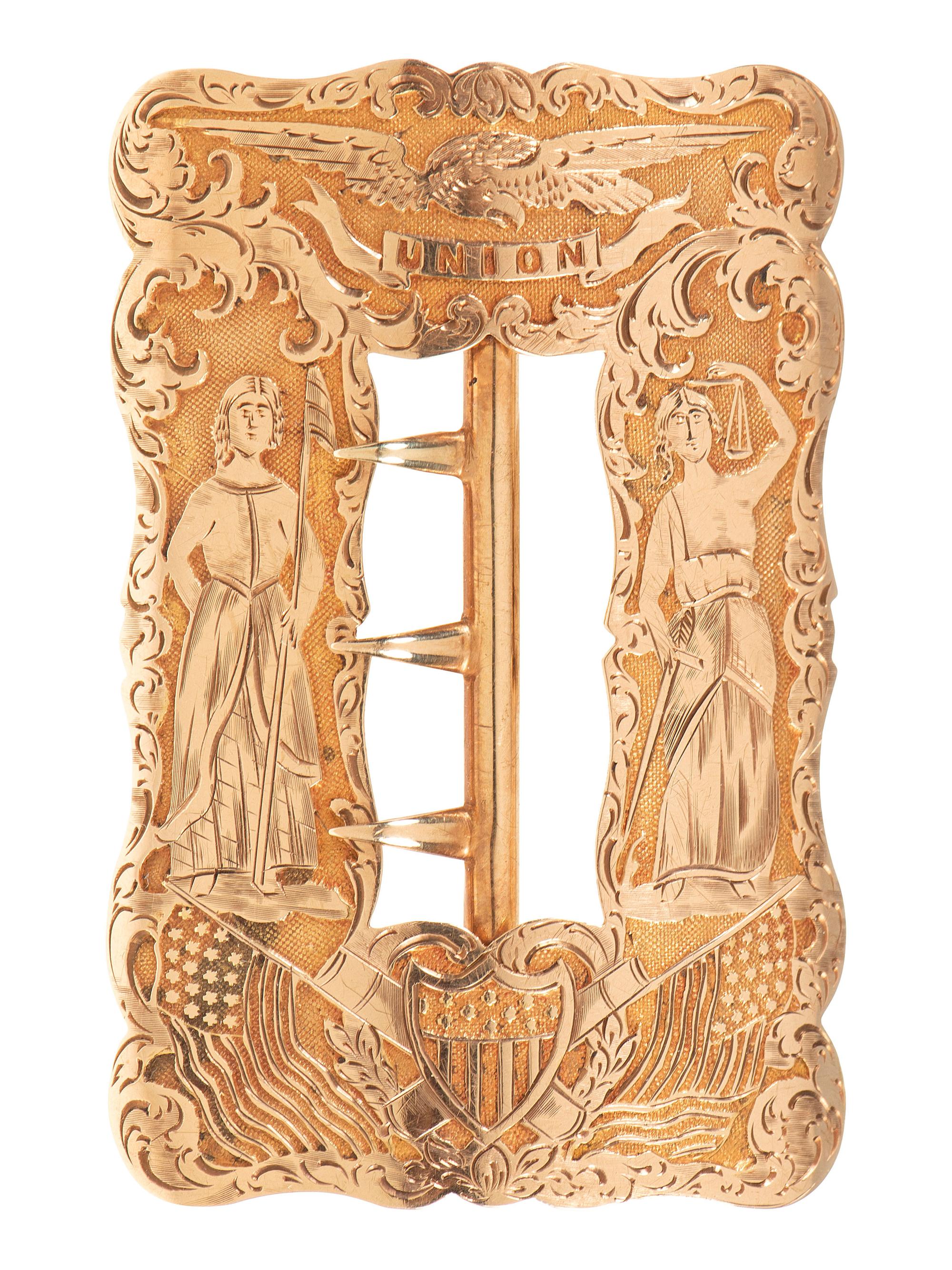 [MILITARIA]. Civil War-era gold sash buckle.