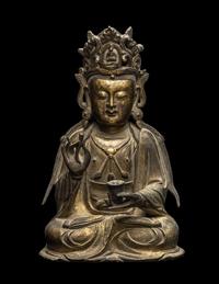 A Chinese Gilt Bronze Figure of Guanyin