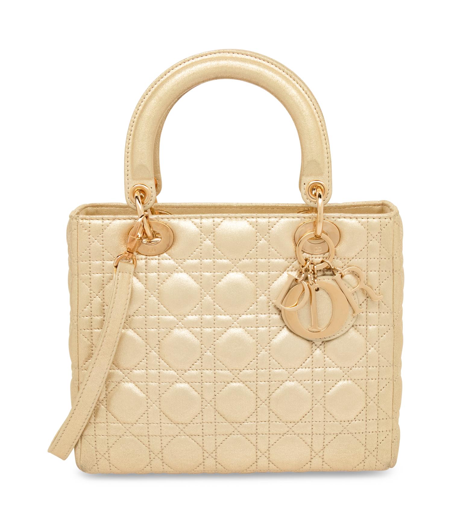 Dior, Medium Metallic Gold Lady Dior