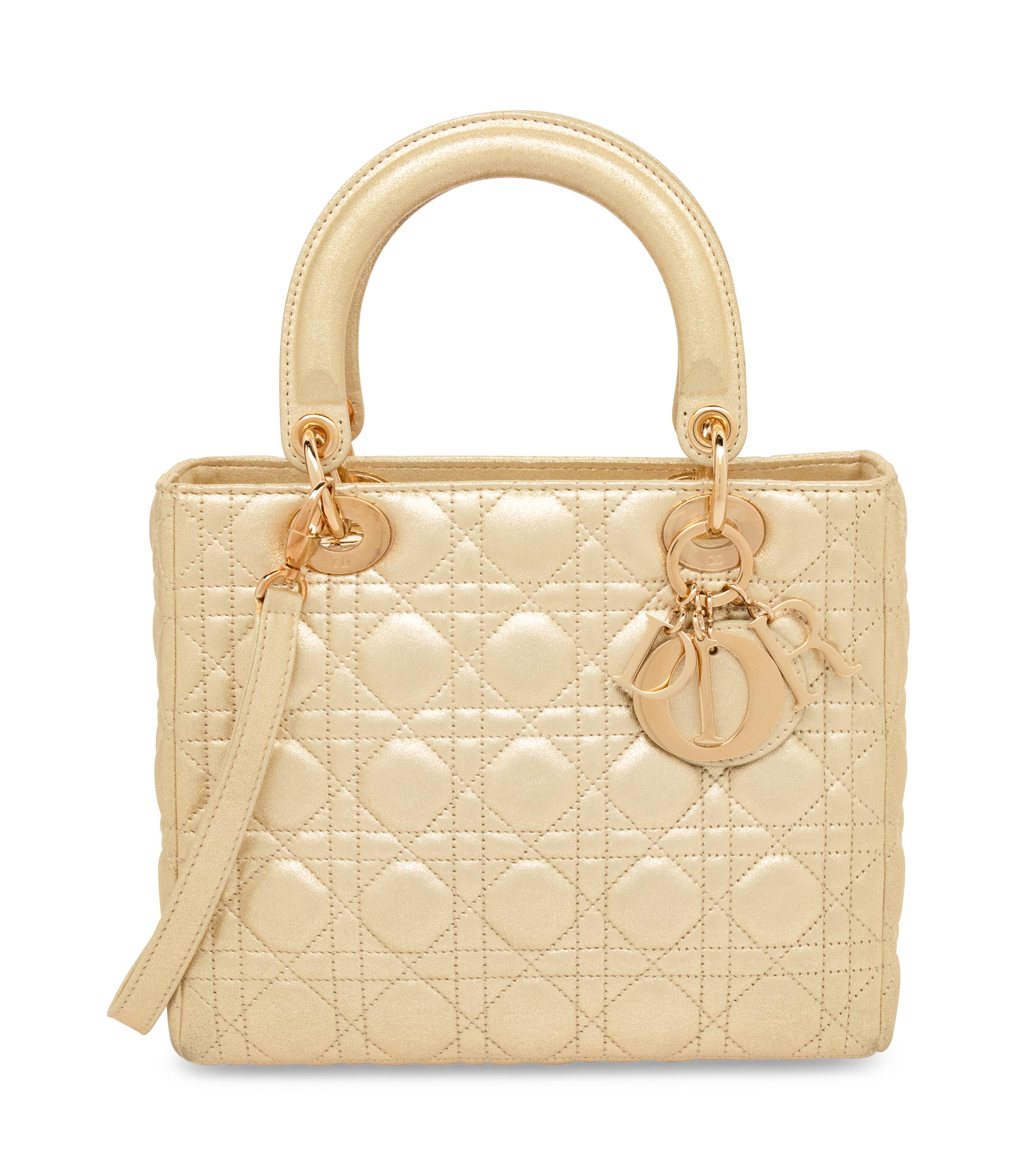Dior, Medium Metallic Gold Lady Dior