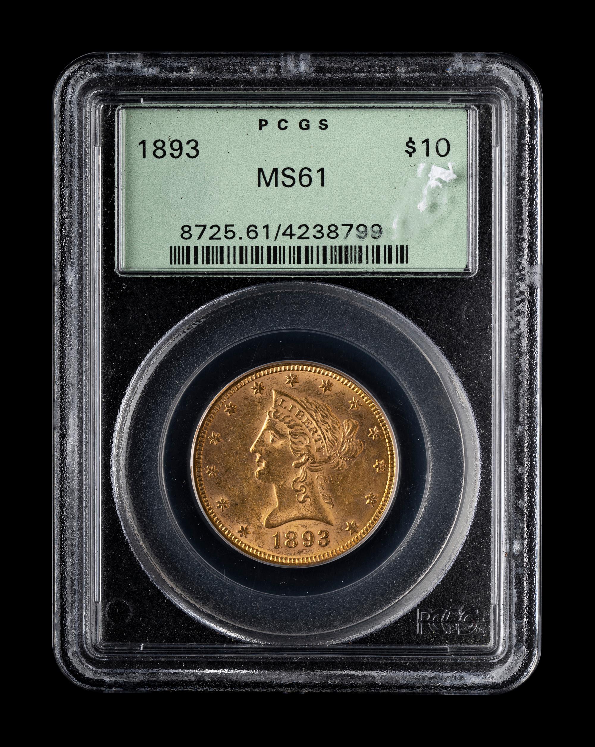 An 1893 Liberty Head $10 Gold Coin (PCGS MS61)