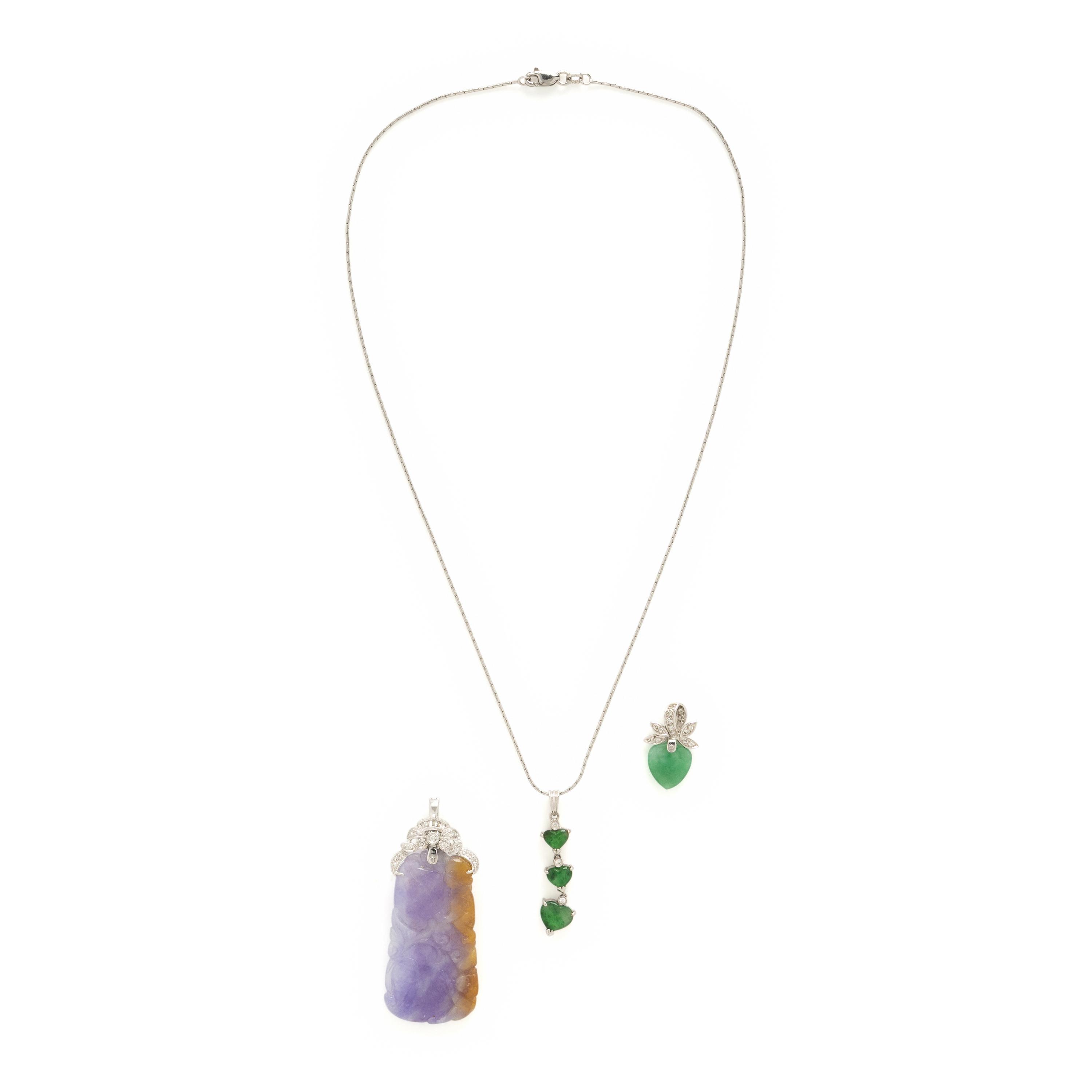 White Gold Chain with Three Pendants