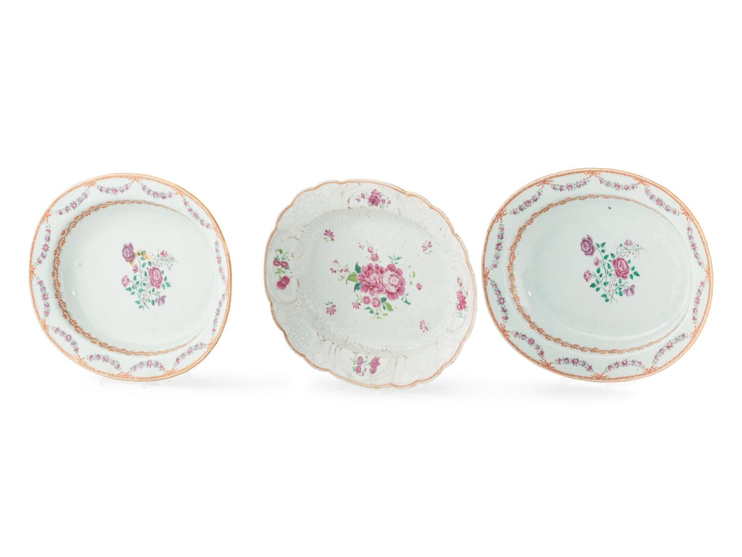Three Chinese Export Porcelain Serving Dishes