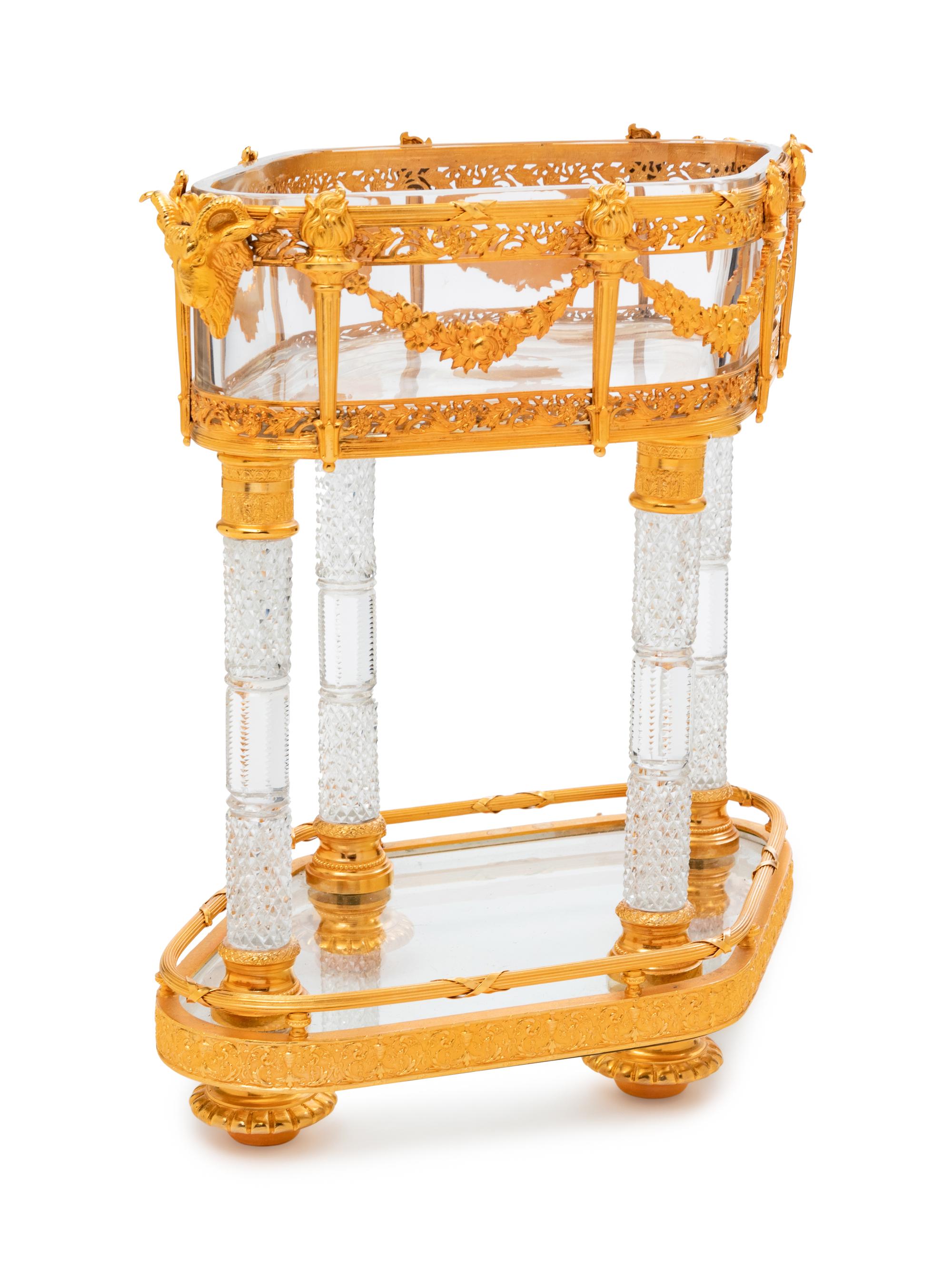 A French Gilt Bronze Mounted Cut and Molded Glass Center Bowl