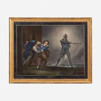 A verre églomisé Painting Depicting a Scene from Hamlet after Henry Fuseli, early 19th century