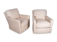 A Set of Four Micro-Suede Upholstered Swivel Club Chairs