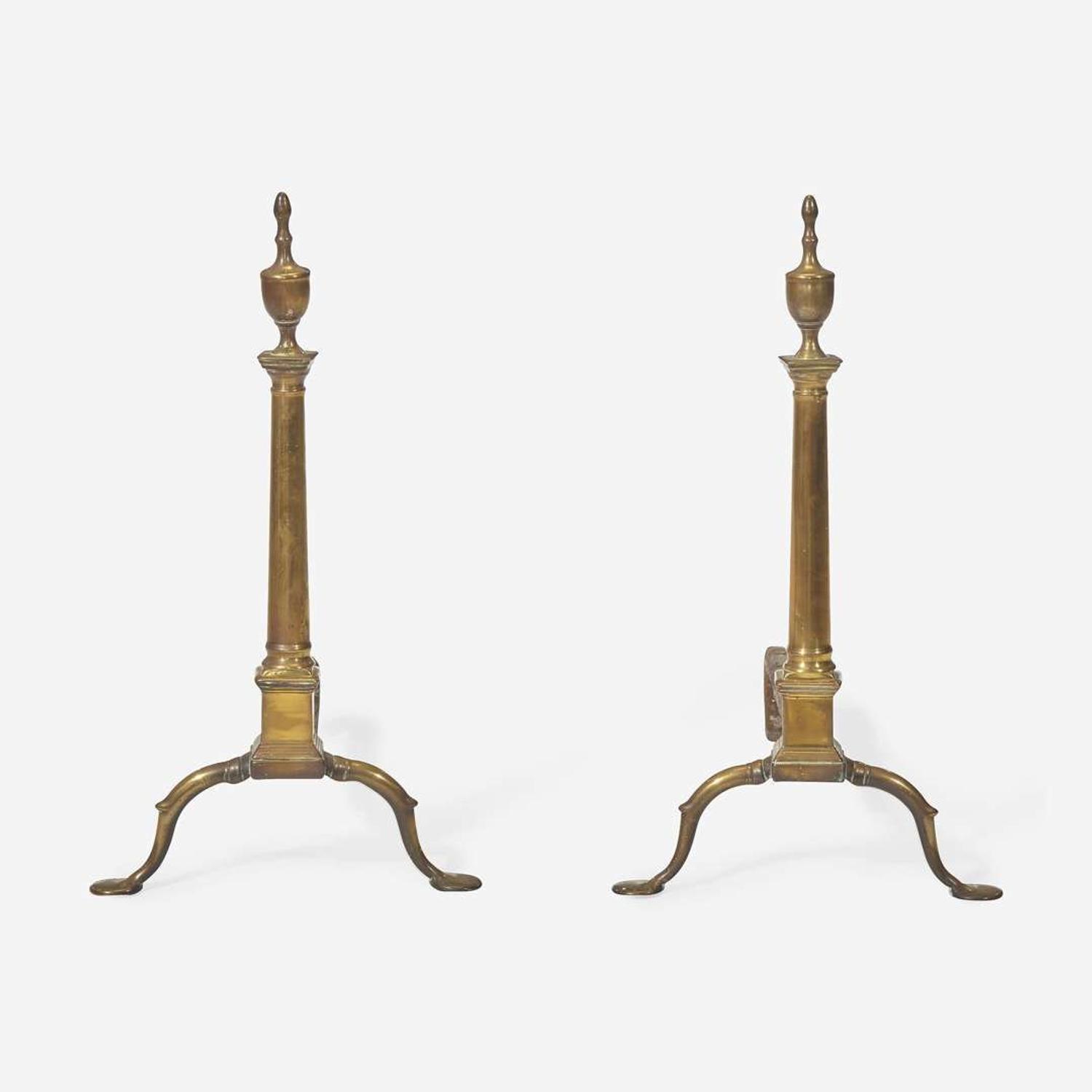 A pair of Federal bell metal andirons Philadelphia, PA, circa 1800
