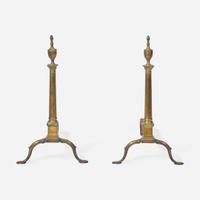 A pair of Federal bell metal andirons Philadelphia, PA, circa 1800